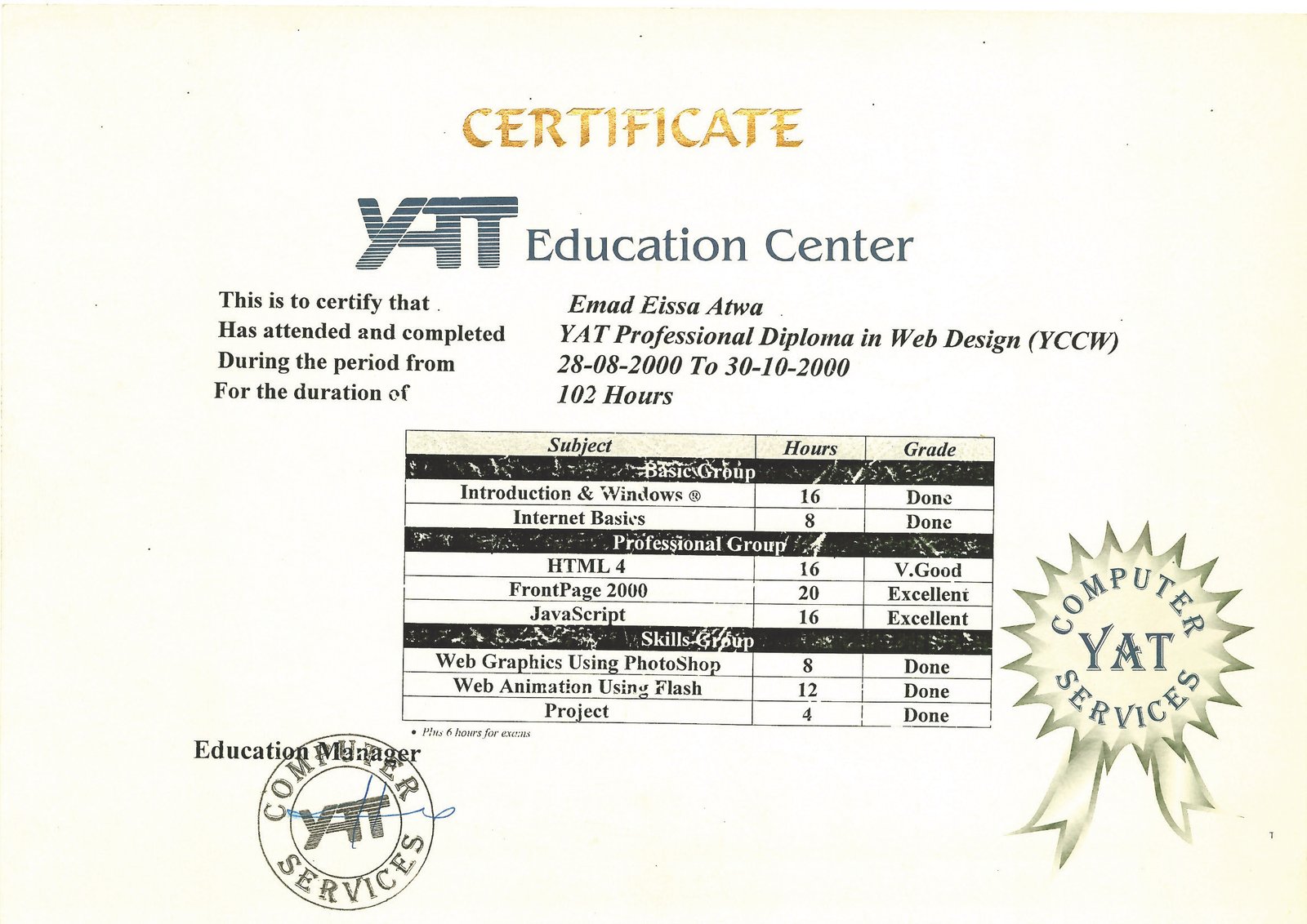 YAT_Web design Certificate
